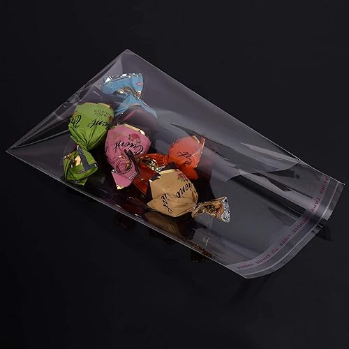 Miniatura 4 de Aubeco 120 bolsas sellables de plástico de polietileno transparente de 6 x 9 pulgadas, bolsas adhesivas autoadhesivas para regalar bolsas de dulces