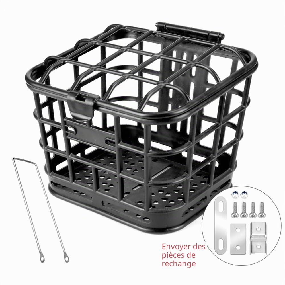 Panier avant de vélo de grande capacité anti-extrusion en polypropylène amovible avec couvercle pour vélo électrique