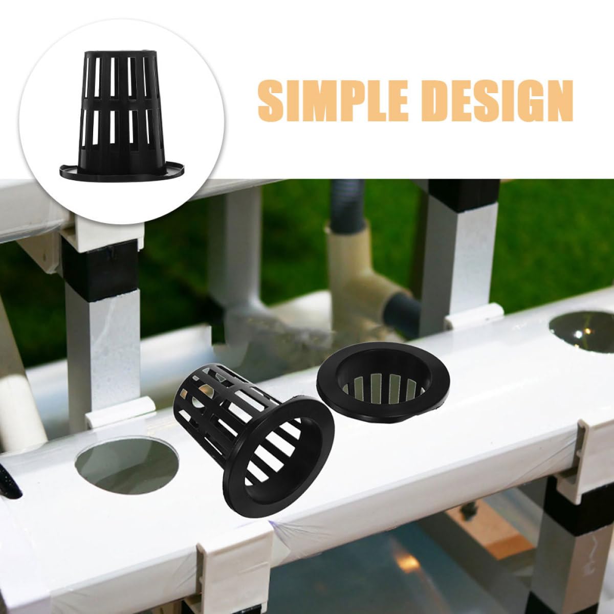 DOITOOL Pots en Filet pour Hydroponie 100 Pcs Paniers de Plantation en Plastique Noir 70 MM Godets de Culture pour Orchidées et Plantes Aquatiques Conteneurs Jardin Adaptés Culture