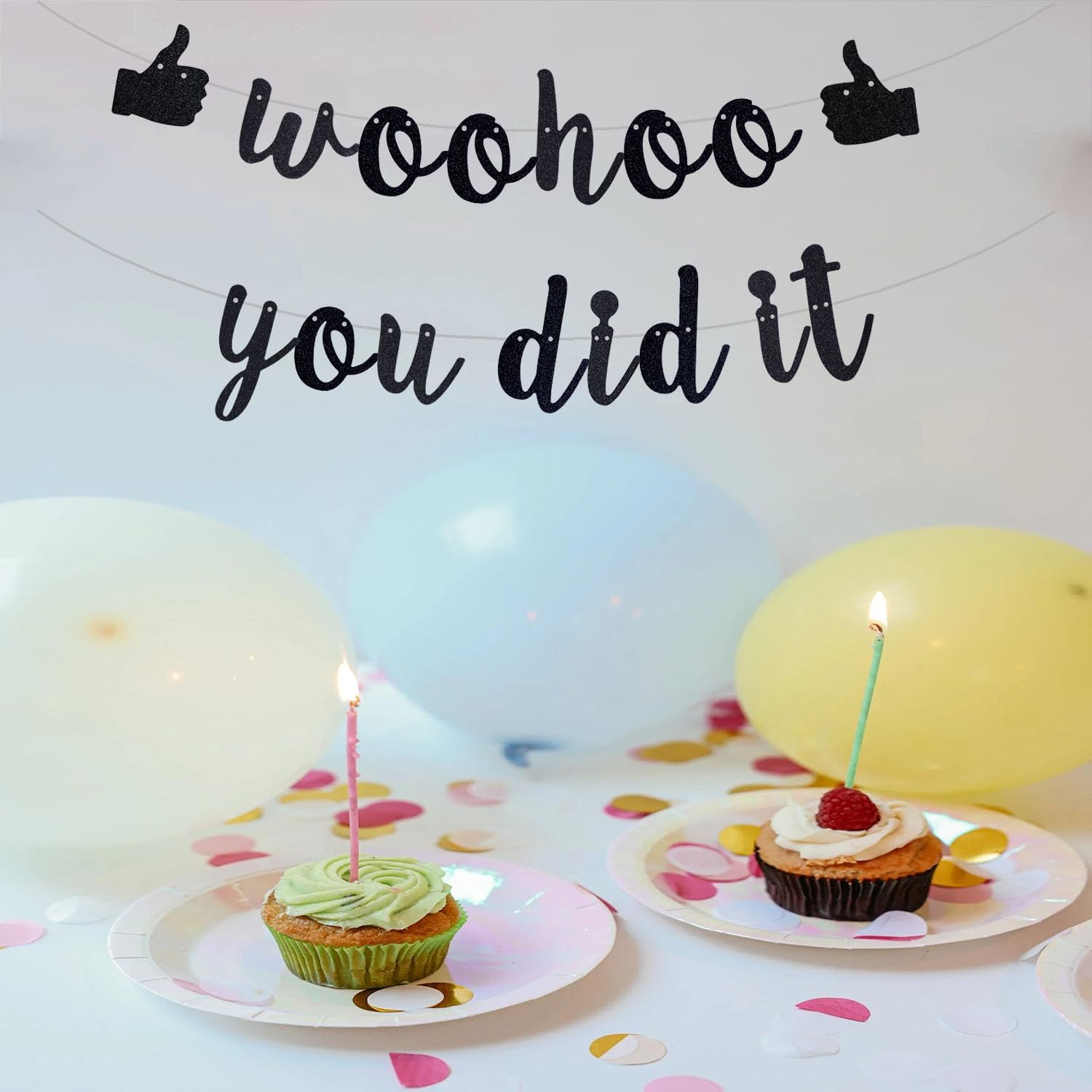Woohoo You Did It Banner, We are So Proud of You, Congrats Grad 2025, 2025 Graduation Party Decorations, Black Glitter.(Pre-Strung) - Image 7