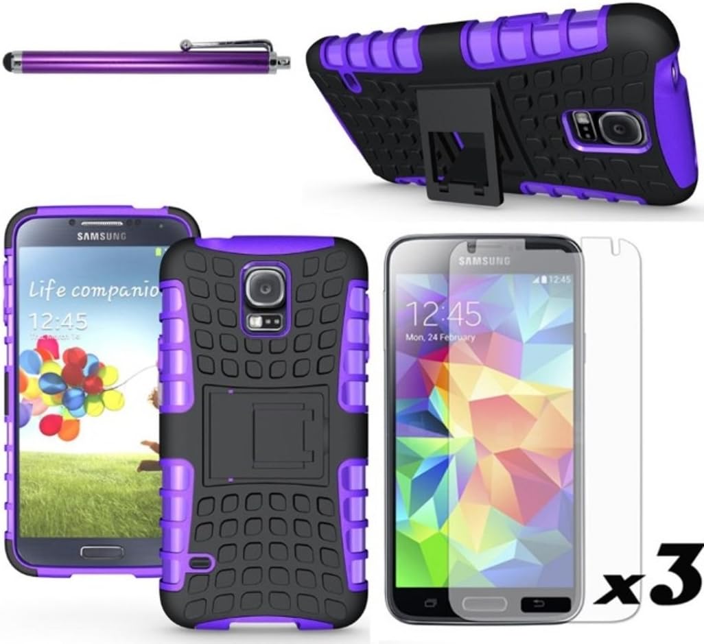 Zek Heavy Duty Rugged Cover Case for Samsung Galaxy S5 SV S V Smart Phone (Purple)