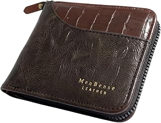 محفظة رجالية بسوستة – محفظة جلدية فاخرة مع سحاب خارجي و6 جيوب داخلية وجيب كبسولة – تصميم عصري أنيق يجمع بين الفخامة والعملية (بني)