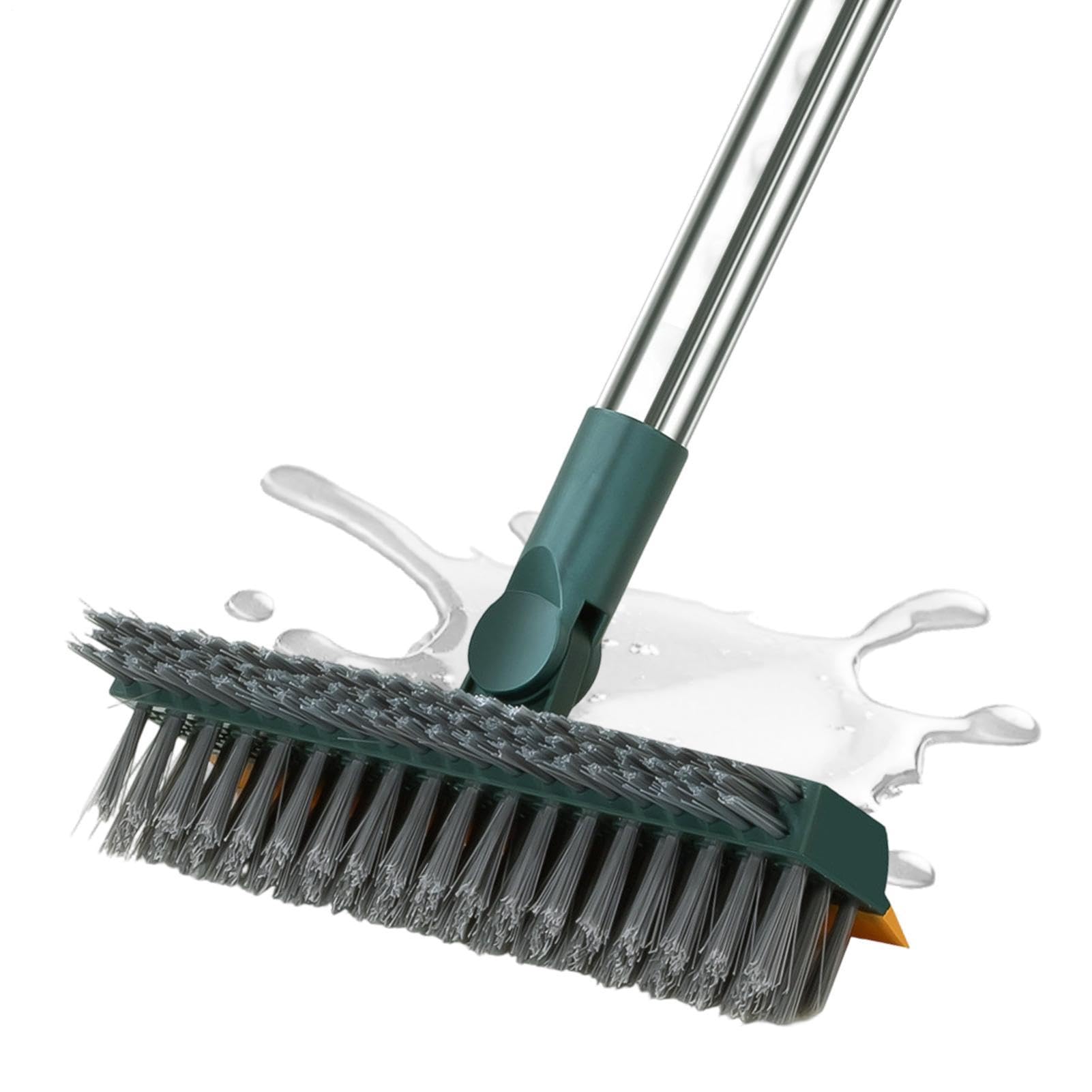 Brosse à récurer pour sols avec manche long et grattoir pour carrelage