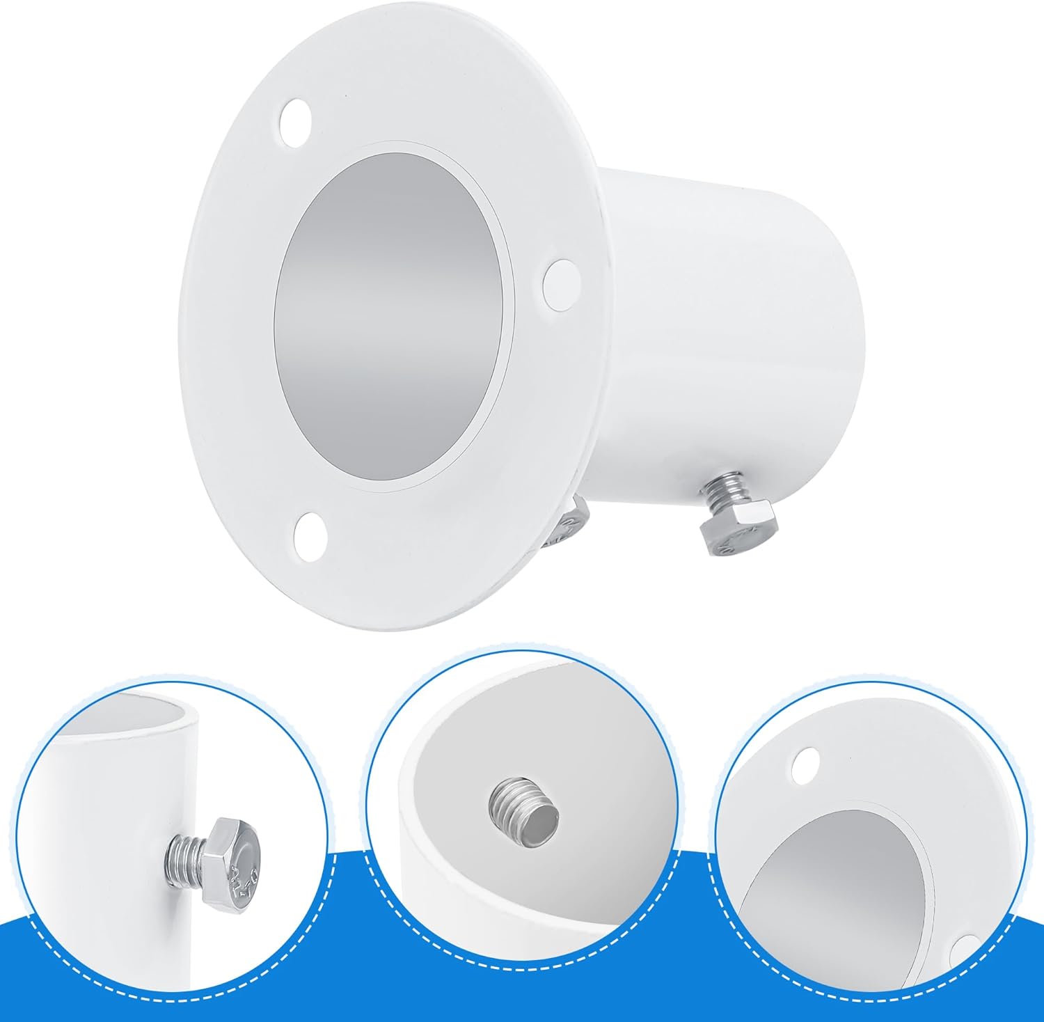 4 Pack 1.5" Deck Anchor Flange Stainless Steel Rod End Holder for Pool Ladder Brackets Handrails Slide Above Ground Pool Accessories with Mounting Hardware
