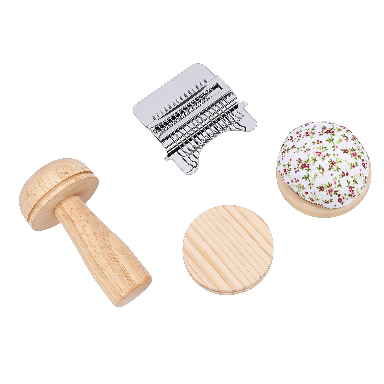 Wakects Mini Kit de Herramientas para Zurcir, Herramienta de Reparación de Tejido de Madera de Haya con 50 Hilos y 12 Agujas, Fácil Reparación de Telas para Calcetines, Suéteres, Ropa, Artesanos