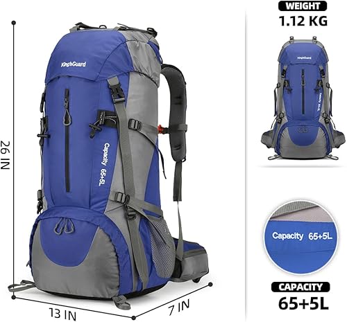 Miniatura 7 de 70L camping senderismo mochila con cubierta de lluvia impermeable mochila para senderismo treeking escalada al aire libre, Azul (deepblue), Mochila