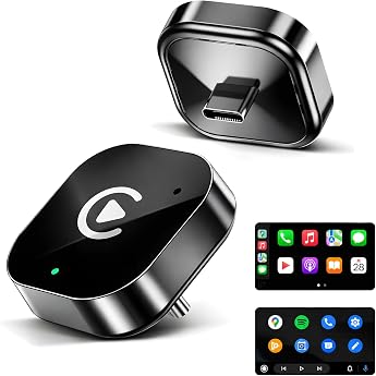 USB-C Wireless CarPlay & Android Auto Adapter Plug-in Dongle Converts Factory Wired CarPlay/Android Auto to Wireless Gloss Black