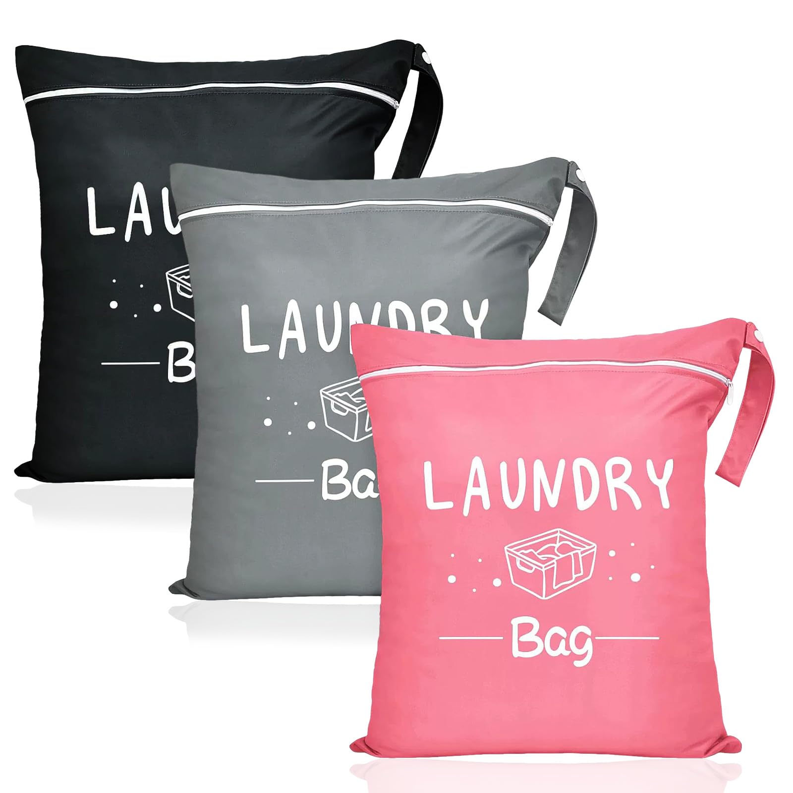 3 PCS Travel Laundry Bag, Laundry Bags for Travelling Dirty Clothes Organizer with Zipper Wet Dry Storage Organizer for Home Travel Gym Camping