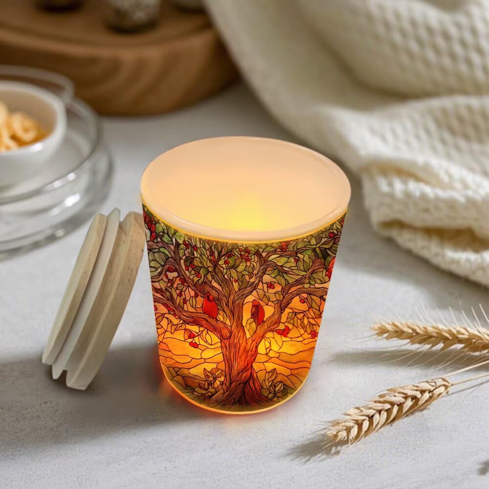 Photophore arbre de vie en verre teinté pour bougie chauffe-plat, porte-bougie cardinal, lampe pour Saint-Valentin, fête, centre de table, salon