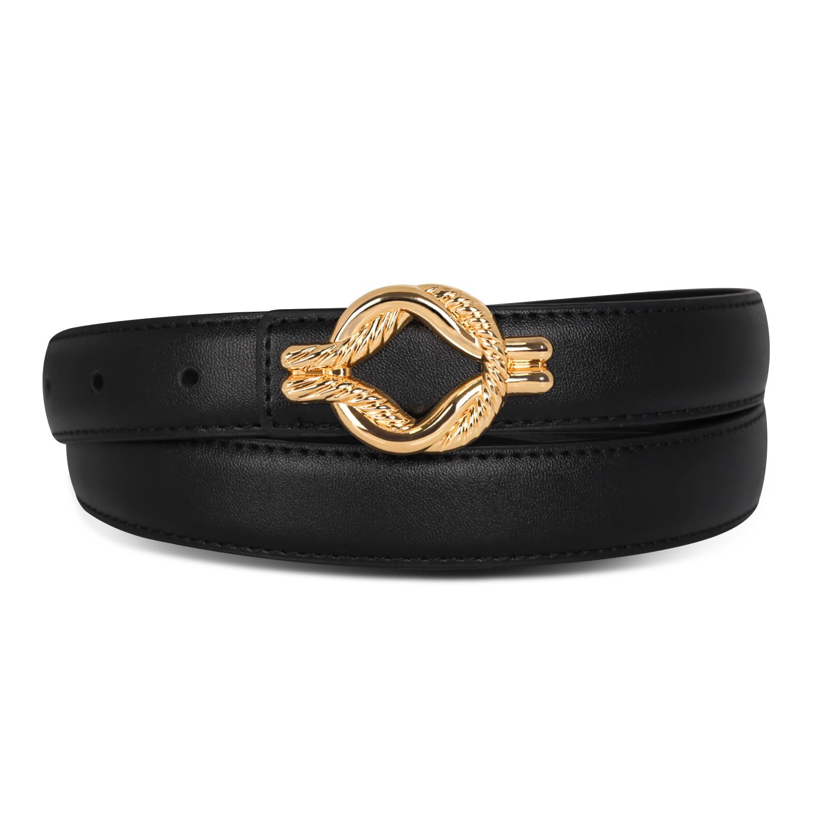 Women's Leather Belt with Buckle - Ideal for Dresses, Jeans, and Coats