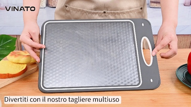 Tagliere 2 In 1 In Acciaio Inossidabile E Paglia Di Grano - Doppia Faccia Con Scanalatura E Grattugia Integrata - 39x26 Cm