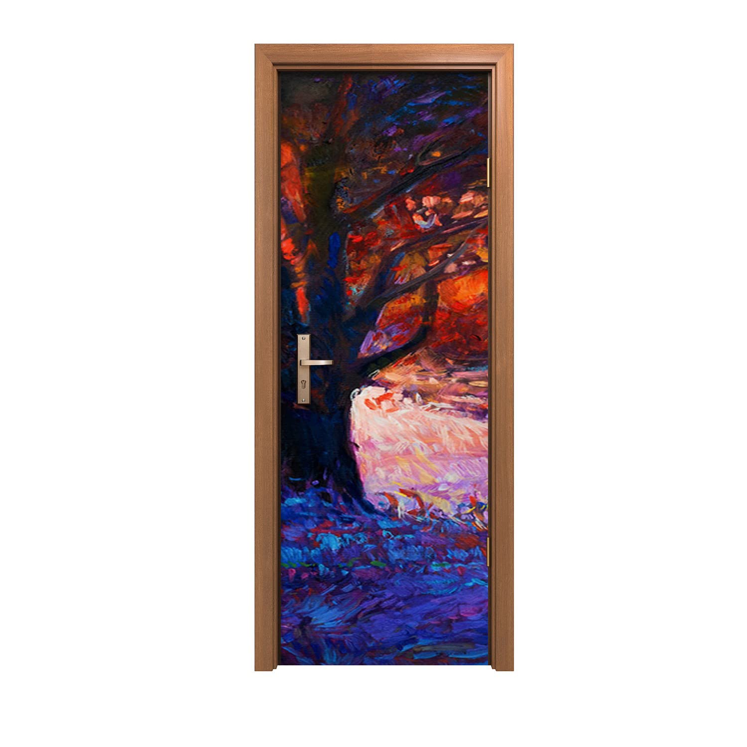 Autocollant de porte 70x200cm décoration murale adhésive fleurs de soleil