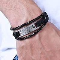 Vista 4 de To My Son Bracelet from Mom,Braided Leather Bracelet for Men,Personalized Gifts for Men,Mens Leather Bracelet Customized Gift for Son