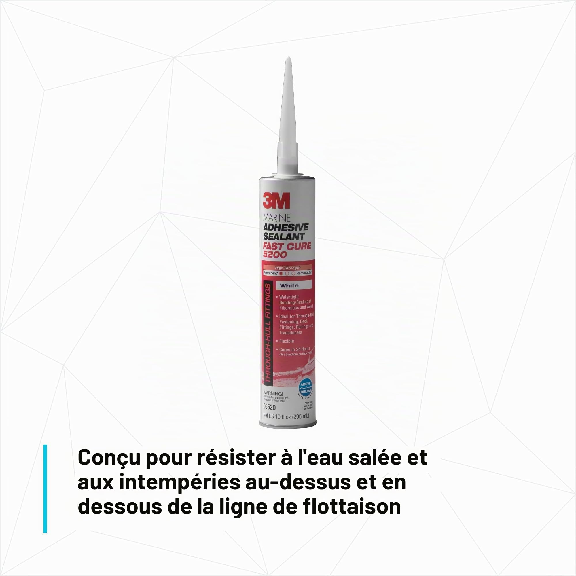 3 m Marine Mastic adhésif/5200 rapide Cure, 10 fl.oz cartridge, blanc, 1