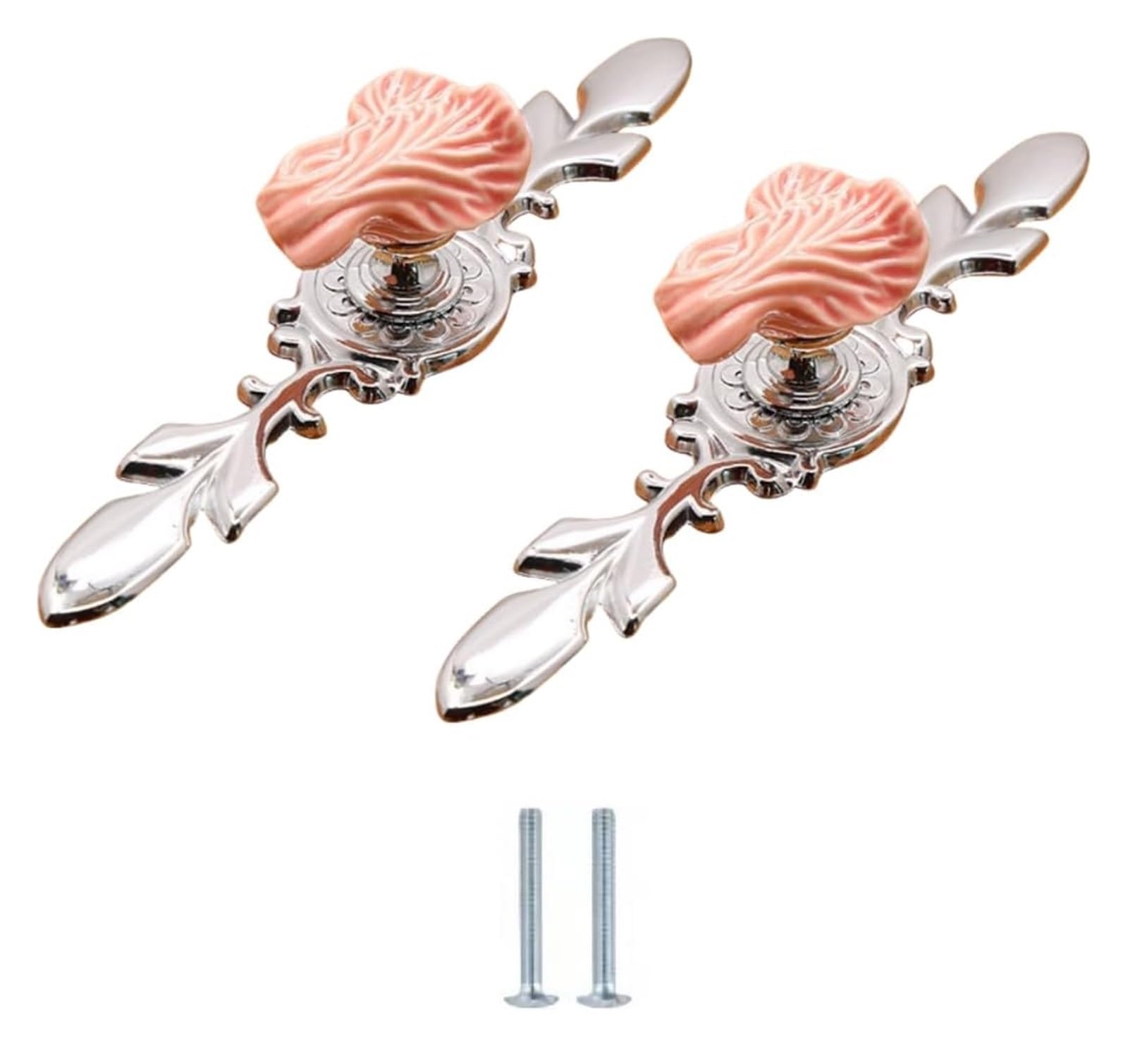ENmrfvkz Ceramic Cupboard Drawer Handle Knobs, Ceramic Zinc Alloy Cabinet Drawer Knobs Single Hole Pink 2 Pack(Cabbage-)