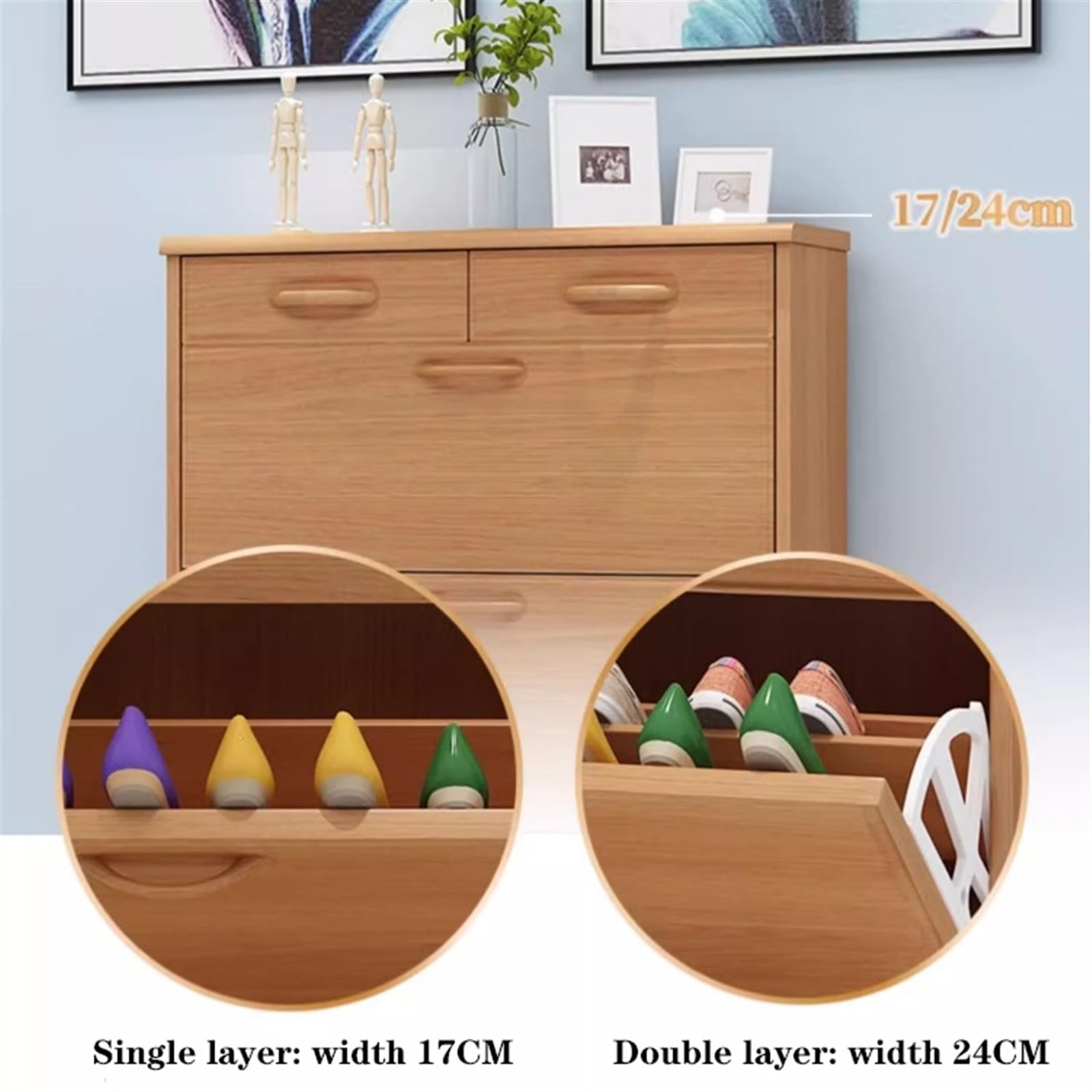 BLuVLy Armoire à Chaussures Slim à 3 Niveaux : Organiseur de Chaussures Peu encombrant pour Rangement autoportant (90 x 24 x 133 cm)
