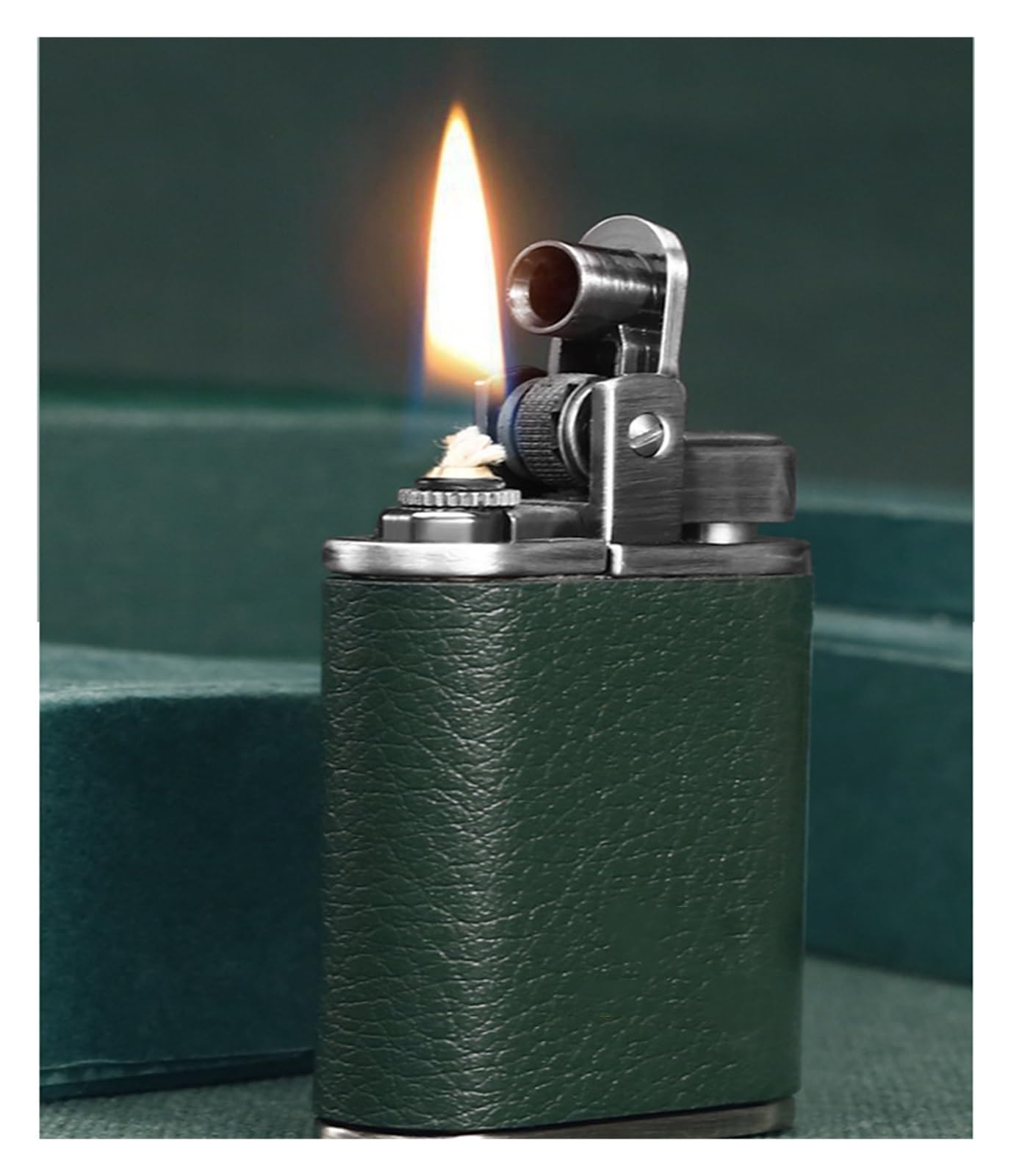 Accendino A Cherosene Vintage In Metallo, Stile Classico Con Mola, Portatile 4,8x2x1,4 Cm - Nero (Senza Liquido)