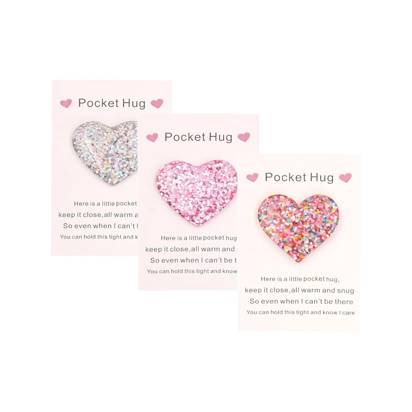Snorvixre Of 3 Pocket Hug Innovative Friendship Gift Heart Shape Pocket Hug Tokens for Long Distances Friend and Family Positive Good Luck Gift