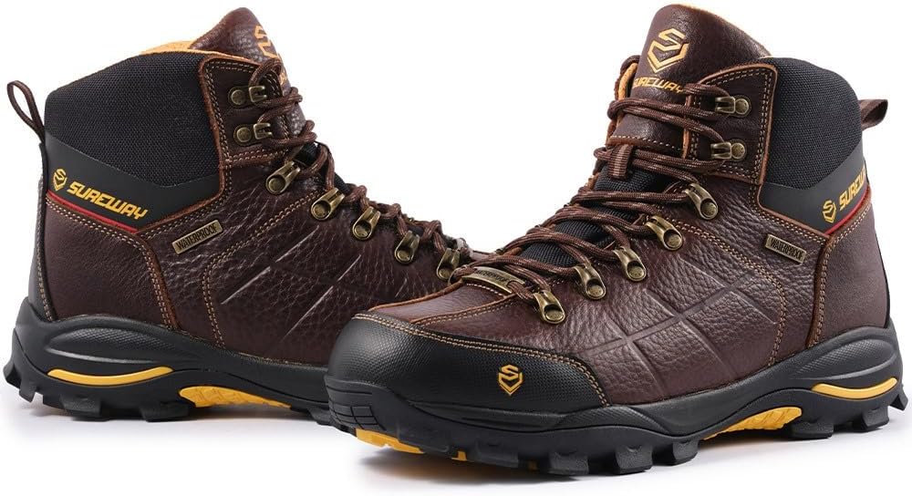 SUREWAY Men's 6" Soft/Steel Toe Heavy Duty Waterproof Work Boot - Leather,Lace Up,Oil/Slip Resistant Dual-Density Comfortable EH Construction Industrial Ankle Safety Men Work Boots,Roofing, Hunting - Image 4