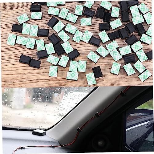 Gadpiparty 100pcs Clips Adhesivos para Cable Sujetadores de Cable Clips de Cuerda Abrazaderas Fijas Organizador para Gestión Bajo Escritorio miniatura 6