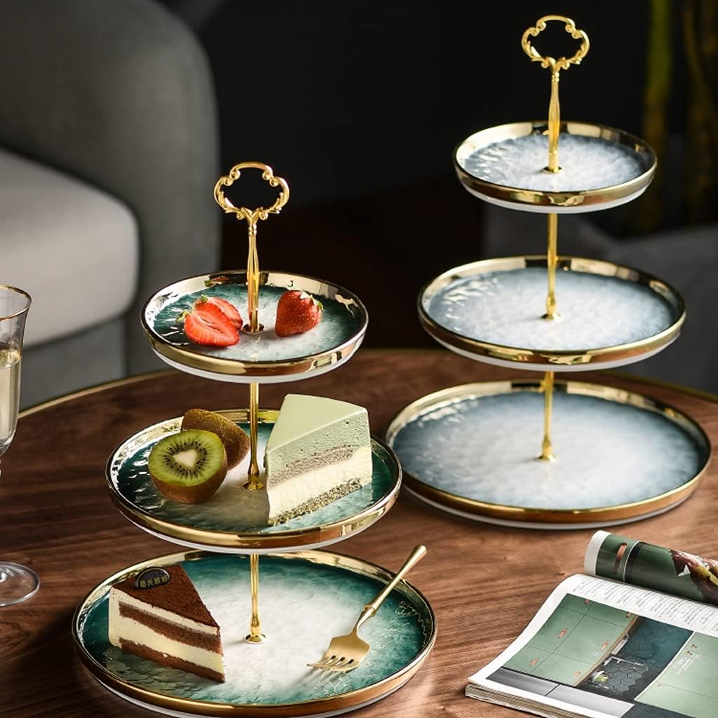 Cupcake Fruit Basket 3-Tier Cake Stand - Elegant Dessert Cupcake Stand - Pastry Serving Tray Platter for Tea Party, Wedding and Birthday Fruit Bowl Plate (Color : 1)