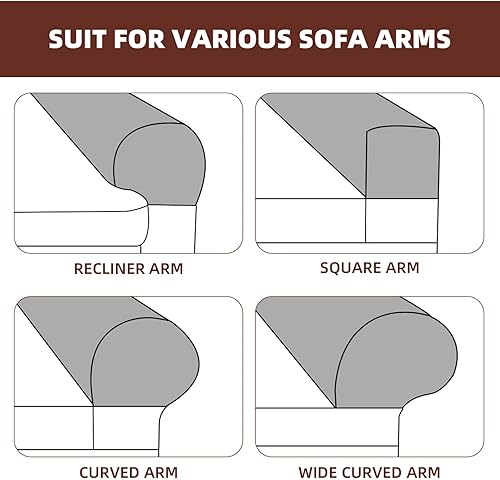 Miniatura 6 de BESPORTBLE Fundas para brazos de sofá: Fundas elásticas para reposabrazos para sillas, sofá, sillón para sofá reclinable con pasadores giratorios, 2