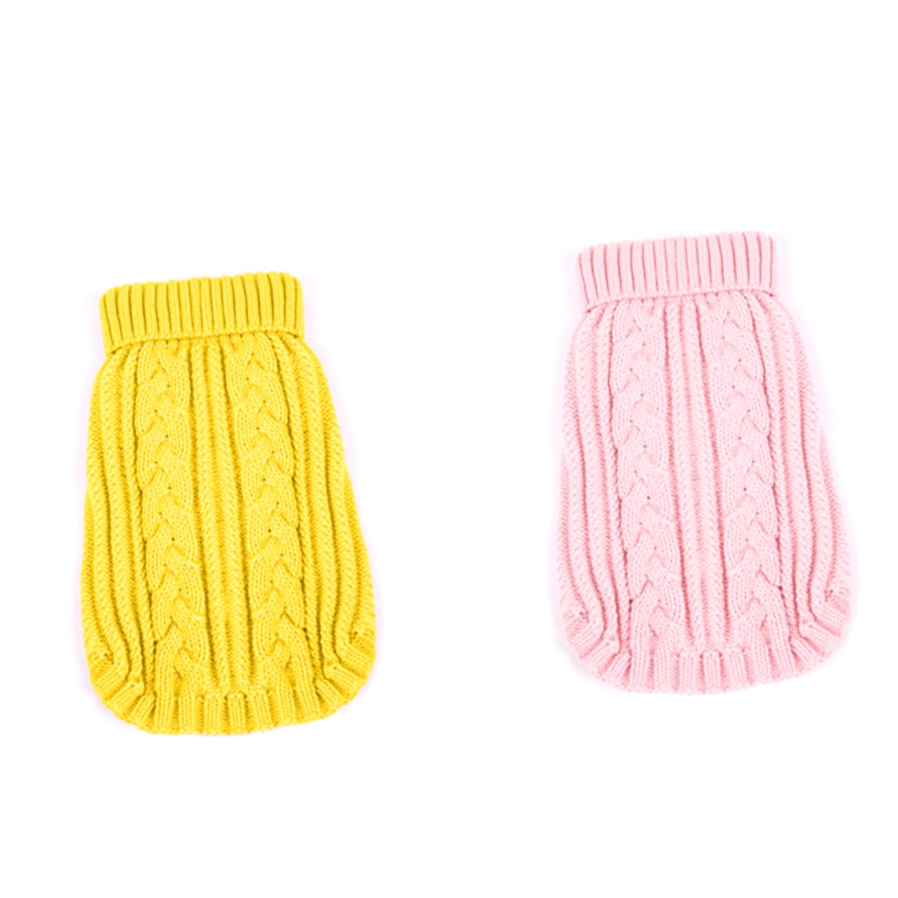POPETPOP Lot De 3 Pulls pour Petits Chiens Vêtements Tendance en Tricot Jaune Taille XXS Confortables Et Robustes