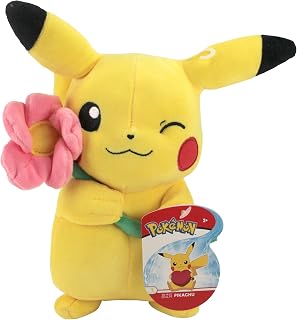 Pokémon 8" Pikachu with Flower Plush - Officially Licensed - Quality & Soft Stuffed Animal Toy - Add to Your Collection! Great Gift for Kids & Fans of Pokemon