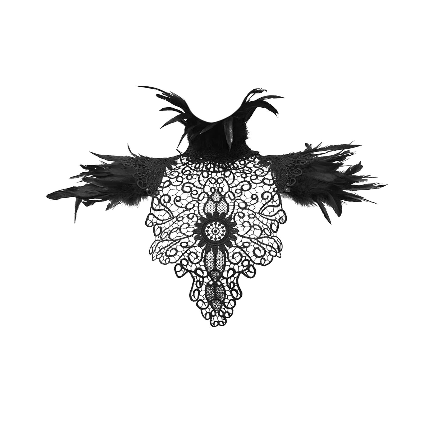 Artificial Feather Shrug Shawl Women Cape for Xmas Gift Fancy Dress Cocktail Black-image-9