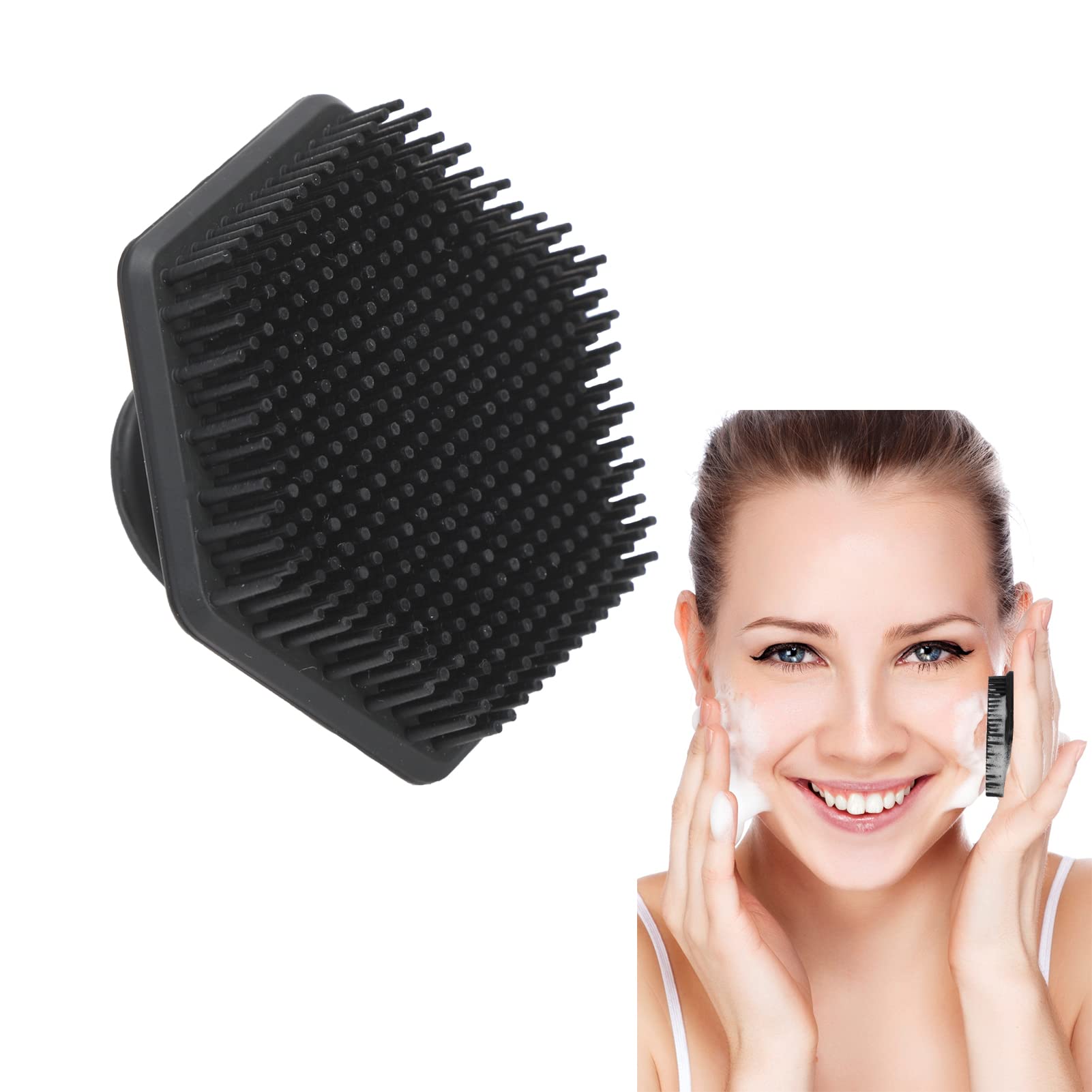 Facial Cleansing Brush Silicone,Black Soft Face Deep Exfoliating Scrubber Pad for Women Men Mini Manual Blackhead Cleanser Tool Bathroom Accessory