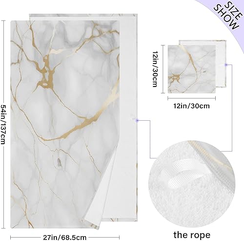 Miniatura 3 de Juego de 2 toallas de baño con textura de mármol blanco dorado altamente absorbentes juego de 2 toallas de algodón de secado rápido calidad prémium