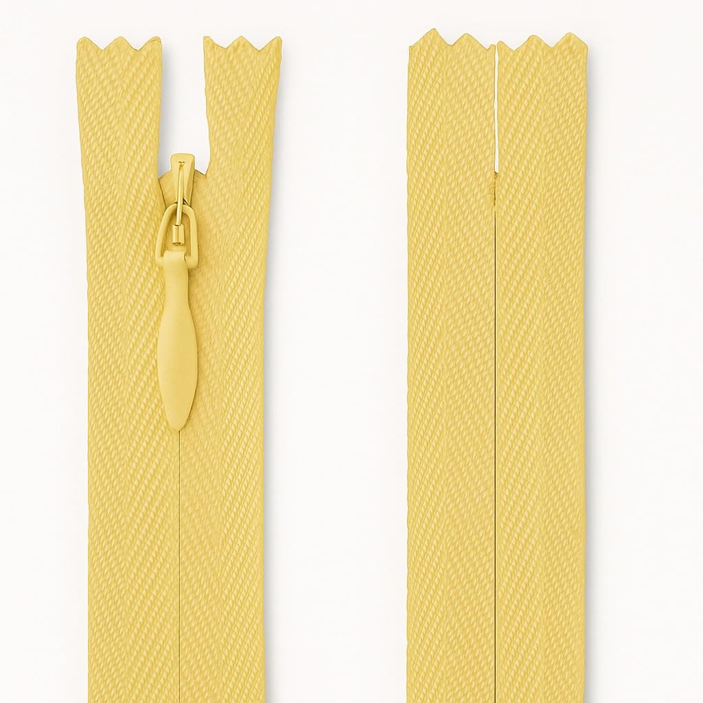 Invisible Zip Lemon 9" (23cm) - Concealed Closed-End Nylon Zipper for Sewing & Dressmaking: Skirts, Dresses, Cushions, Costumes & Alterations by Giddy Square