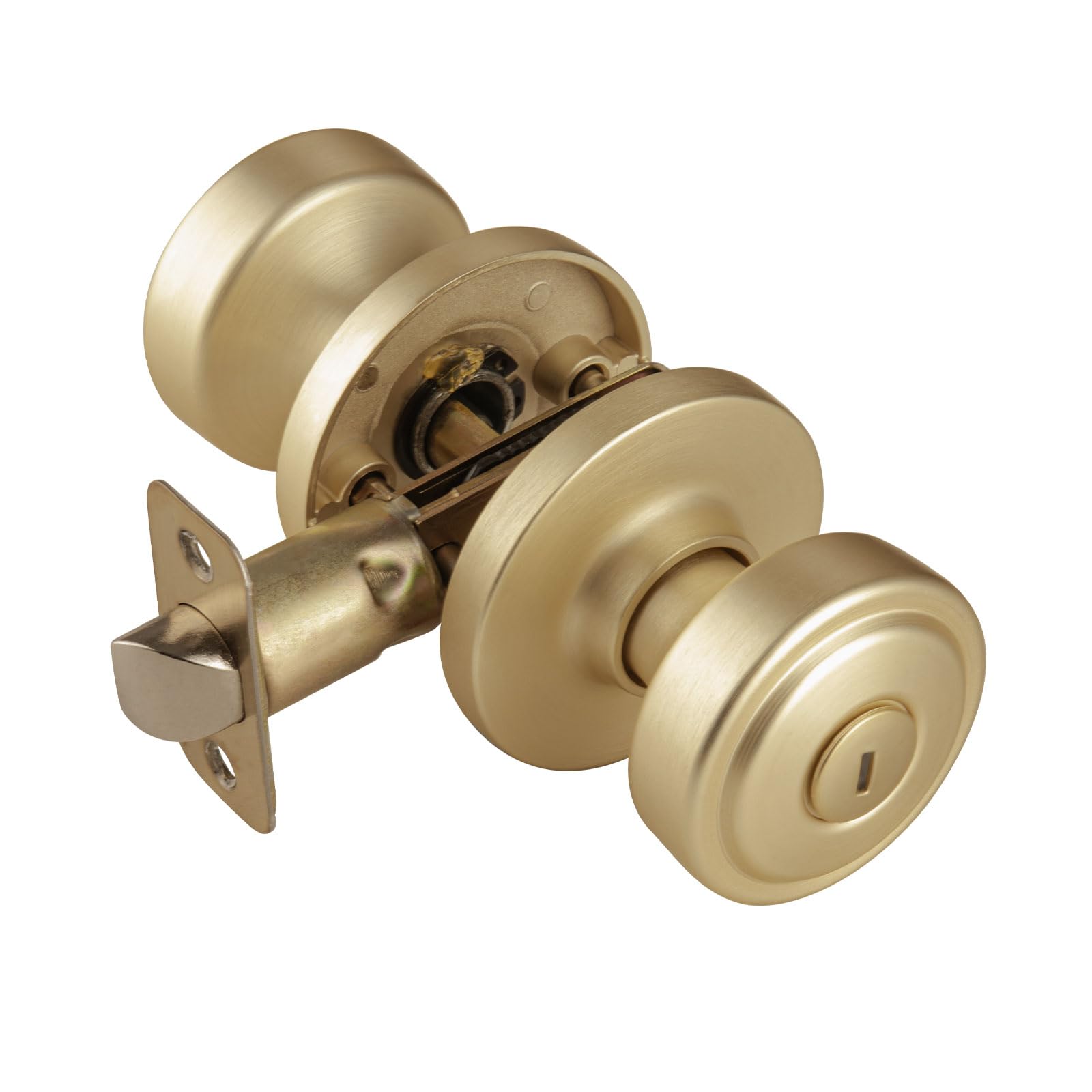 Brushed Gold Door Knobs - 6 Pack with Privacy Lock -10