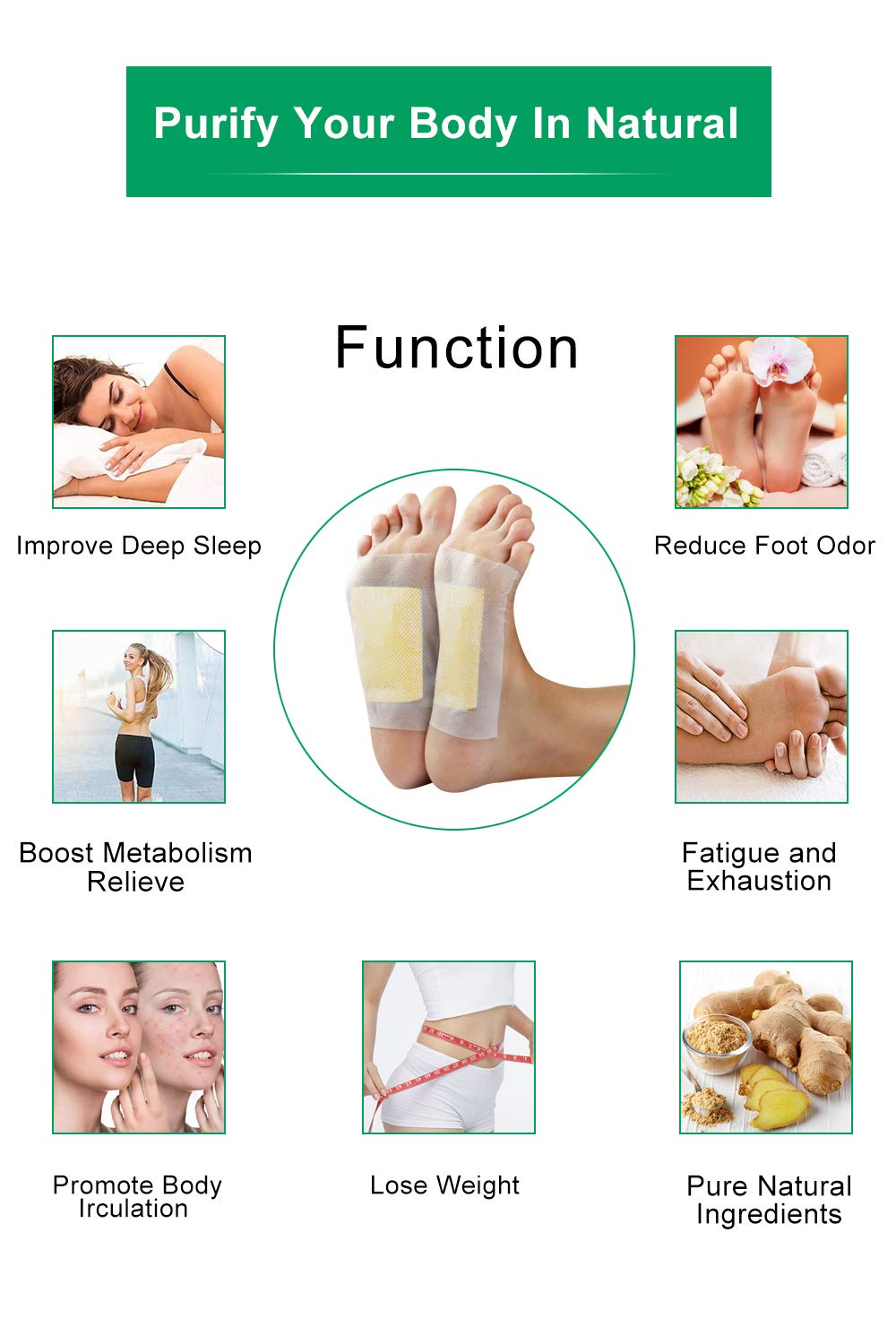 Buy Ginger Foot Pads (40Pads), Ginger Pads for Better Sleep, 2 in 1