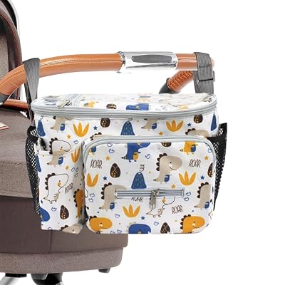 SNOWIE SOFT� Baby Stroller Organizer Bag Attachable Large Organizer Pouch with Phone Pocket Lightweight Milk Bottle Hold