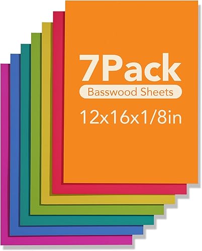 Miniatura 18 de ROBOTIME Paquete de 7 hojas de madera contrachapada de color de doble cara de 1/8" - 12 x 12 x 1/8 pulgadas - Hojas de madera para manualidades de