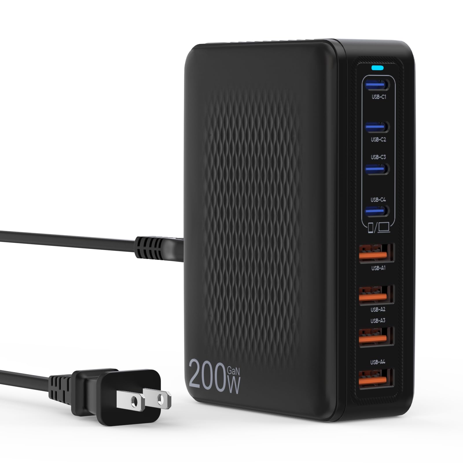 USB C Charger Block 200W 8 Port USB C Charging Station GaN Type C A Charger Fast Charging