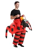 Adults Inflatable Halloween Ride On Spider Costume, Funny Blow Up Riding Cosplay Fancy Dress Outfits for Halloween Dress Up Party, One Size