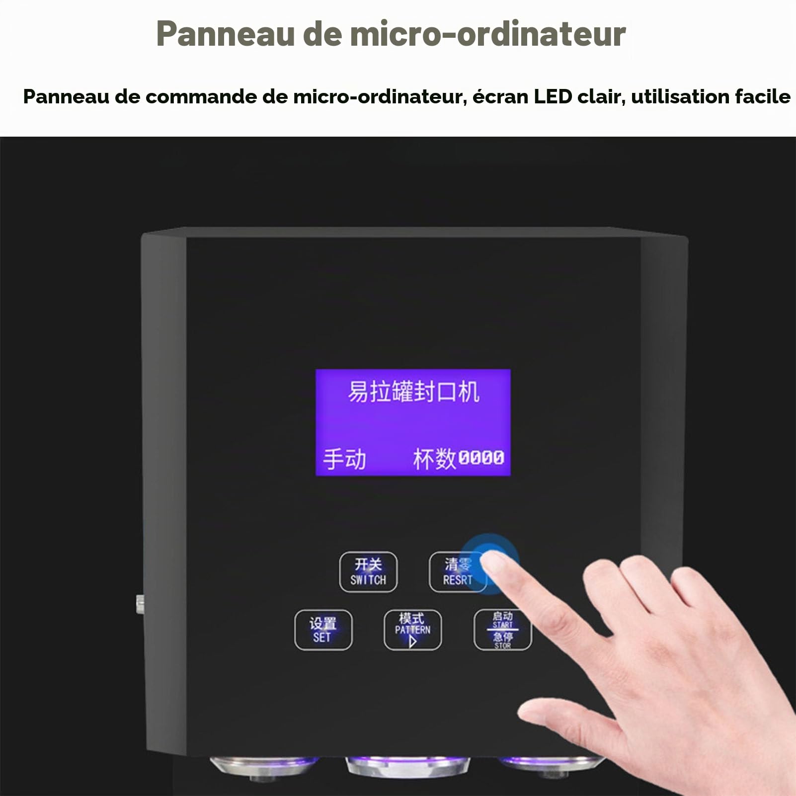 Machine à sceller les canettes de soda commerciales avec écran LCD, machine à sertir automatique à hauteur réglable pour canettes de soda/aluminium/étain, scelleuse de canettes en plastique,White