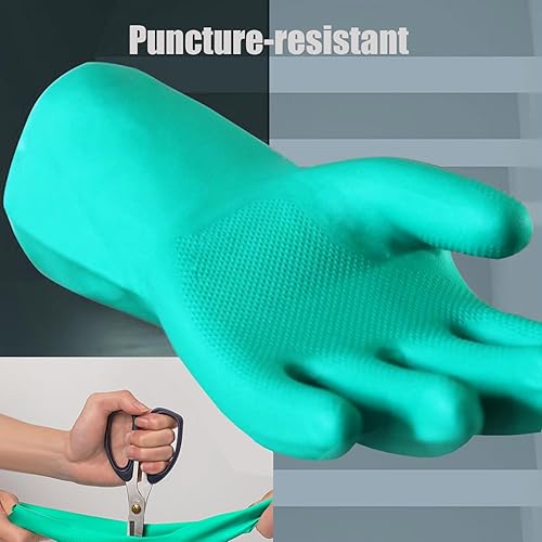 Miniatura 5 de Guantes resistentes a productos químicos de nitrilo, guantes domésticos sin goma de látex de 13 pulgadas, resistentes a ácidos, álcalis, disolventes