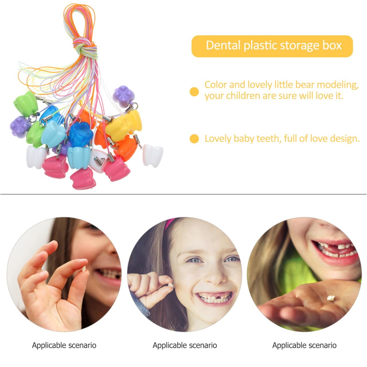 20 unids Caja Dental Caja de Almacenamiento de Dientes Caja de Dientes de los niños Caja de Almacenamiento de plástico Caja de Juguetes de bebé Collar