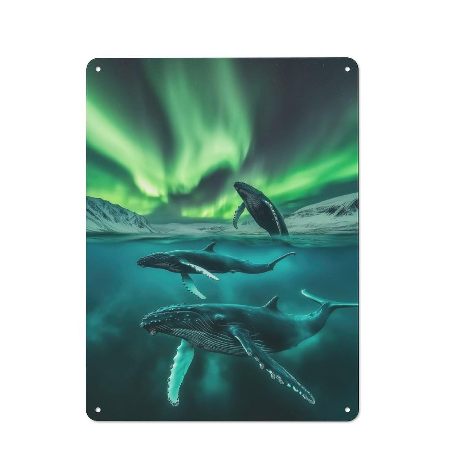 Junmoney Humpback Whales Northern Tin Wall Plaque 40X30cm With For Garage Or Workshop, For Vintage Wall Decor Fans, For Kitchen And Home Bar Decor