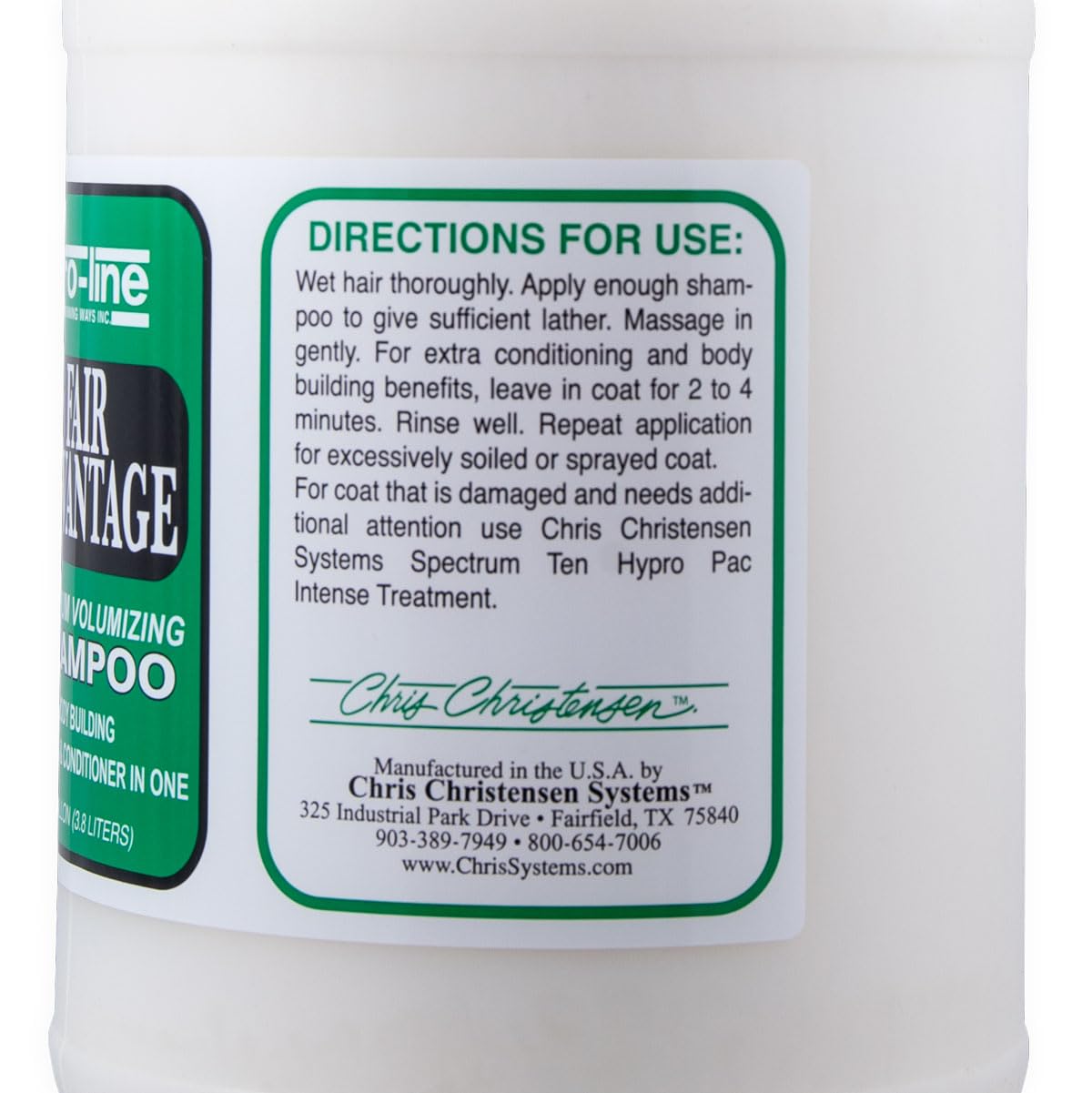 Chris Christensen Pro-Line Fair Advantage Shampoo & Conditioner - Hochwertiges volumisierendes Shampoo für Hunde - Build Körper, während die Bereitstellung von Feuchtigkeit - Anti-Statik-Formel, 3.8 l