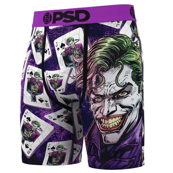 PSD Men's Boxer Briefs - Jokers Wild, 7 Inch Inseam, Moisture-Wicking, 4-Way Stretch, Boxer Briefs for Men, Large