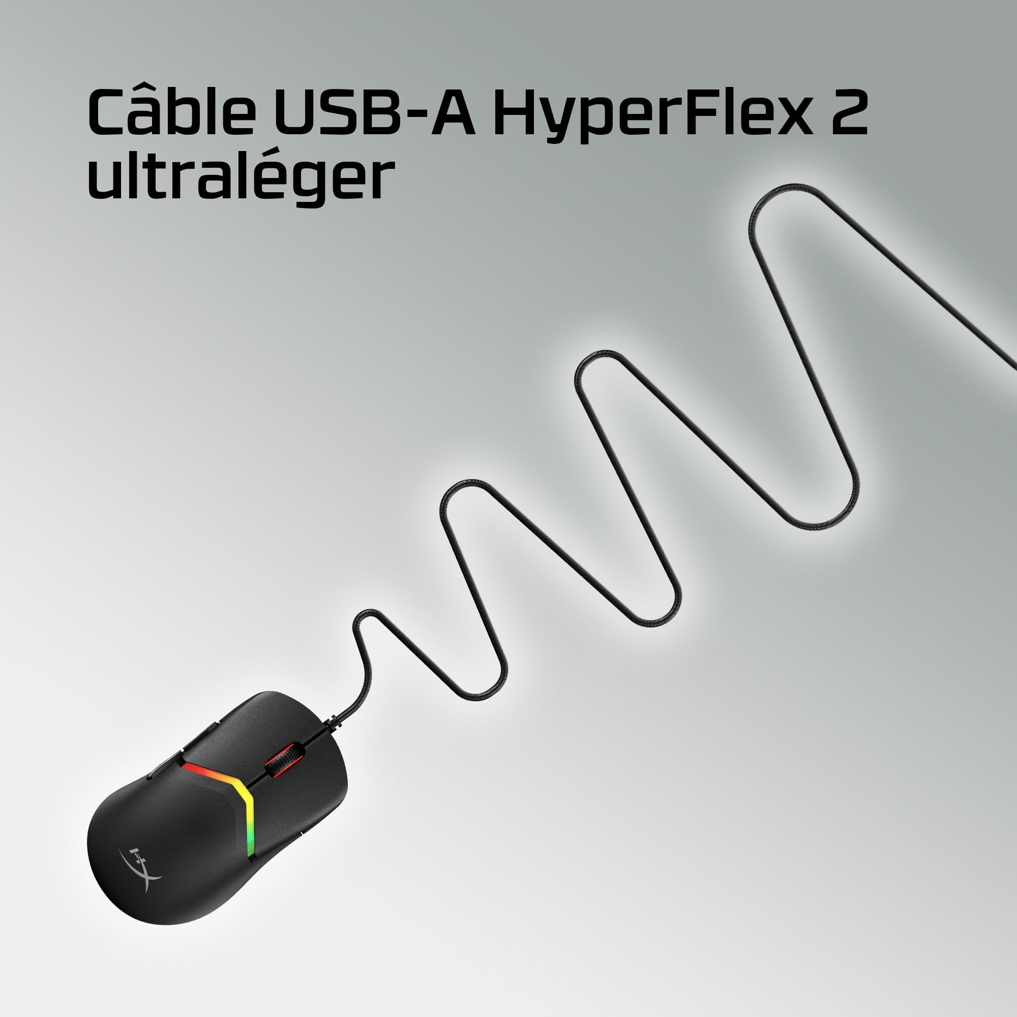 HyperX Pulsefire Saga, Souris Gaming Filaire Ultra-légère modulable de 69g, capteur Optique HyperX 26K jusqu'à 26 000 DPI, taux d'interrogation 8 000 Hz, Cordon Hyperflex 2, RGB, Noir