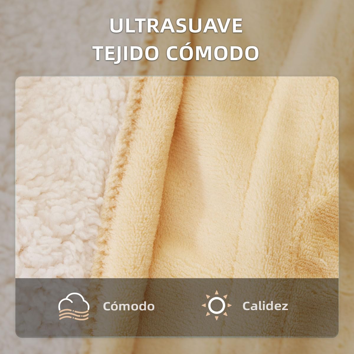 JET'S HOME Manta Eléctrica 130x180 cm, Manta calefactora 6 Niveles de Calor, Temporizador Ajustable, Lavable a Máquina, Protección contra Sobrec Calentamiento (Amarillo)