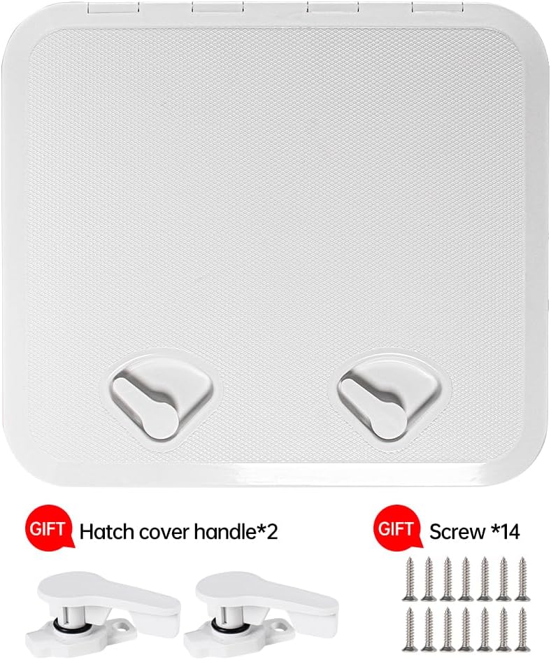 Marine Deck Access Hatch 18.1"×20" White/Black Rectangle Boat Hatch & Lid,Boat Deck Hatch Lids
