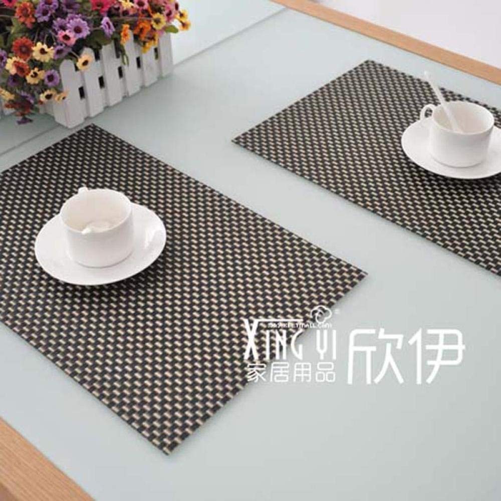 Tischset for den Außenbereich, Kinder-Esstischmatte, Isoliermatte, PVC-Tischmatte, Grove Gray,Hitzebeständige Tischsets(8 Woven Black Gold)