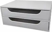 Organizador 2 Gavetas Branco Folha Sulfite A4 Base para Monitor Suporte de Monitor