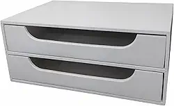 Organizador 2 Gavetas Branco Folha Sulfite A4 Base para Monitor Suporte de Monitor